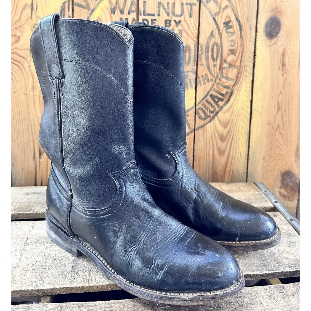 COWTOWN Roper Cowgirl Western Boots Women's Size 6 Style 5816 Black Leather